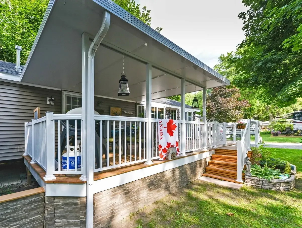 Covered porch with garden view