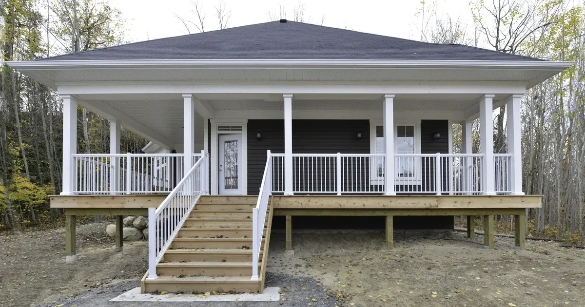 Modern house with large front porch