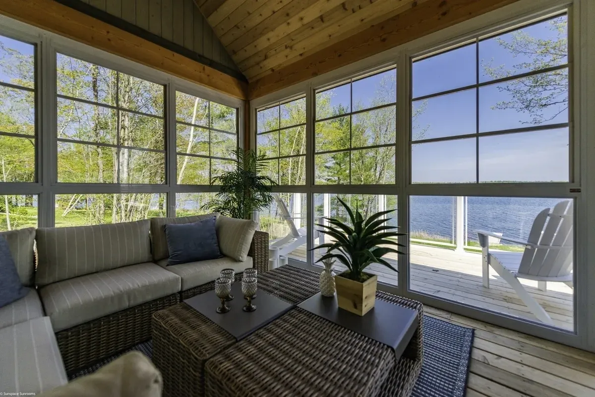 Sunlit room with wicker furniture
