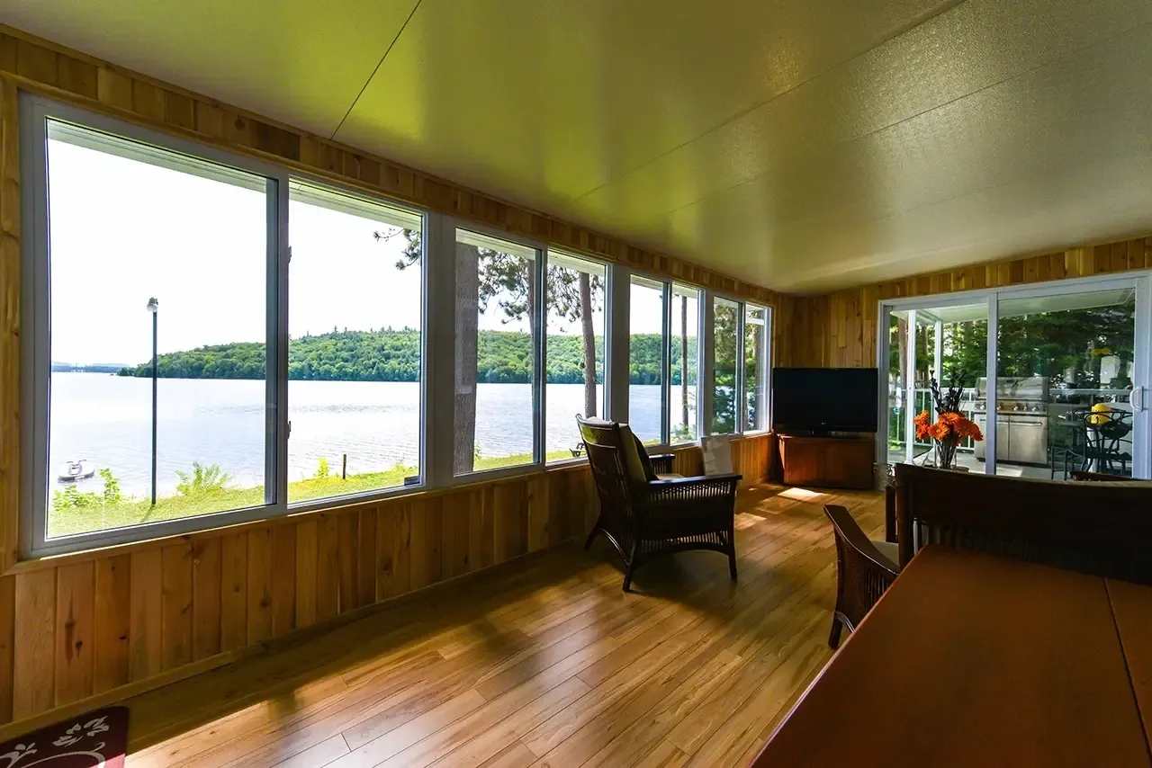 Lakeview room with large windows