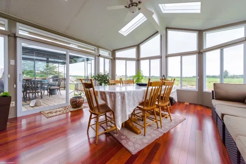 Spacious dining room overlooking the outdoors