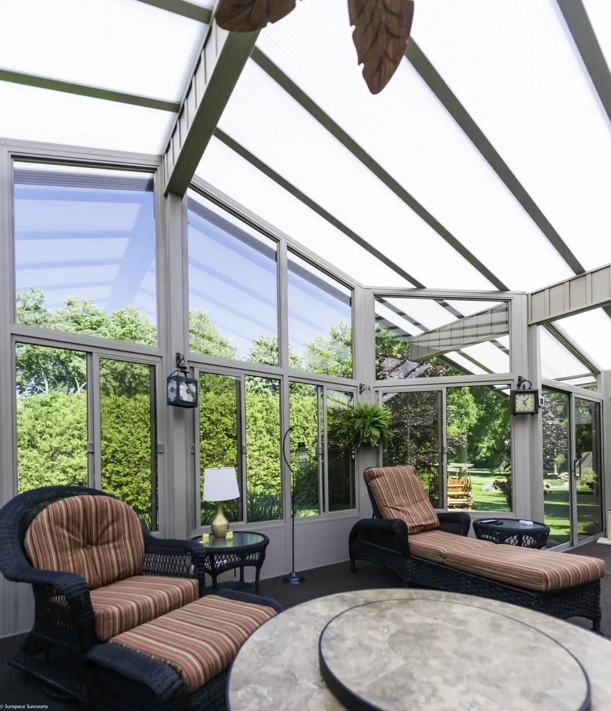 Sunlit room with large windows