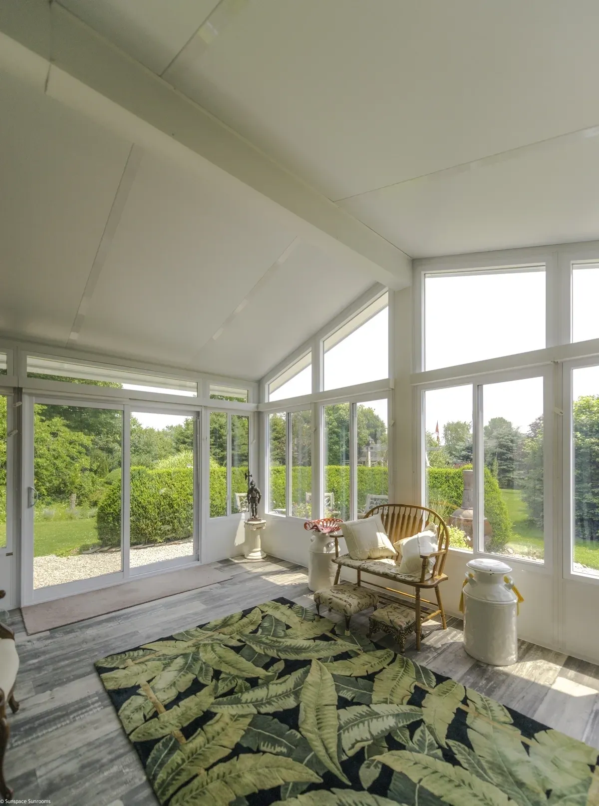 Bright sunroom with large windows