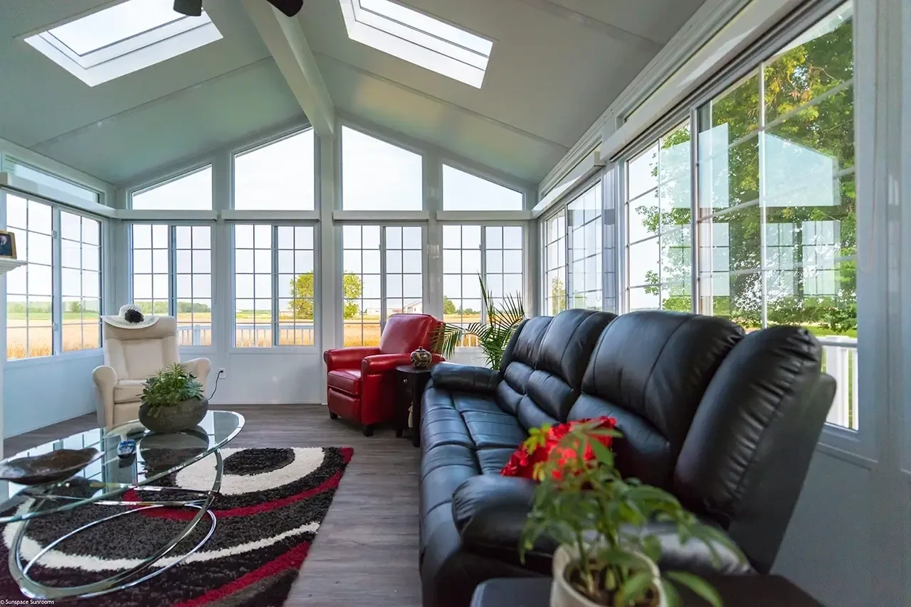 Bright living space with large windows