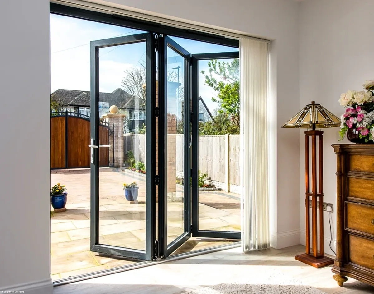 Indoor view of patio and garden