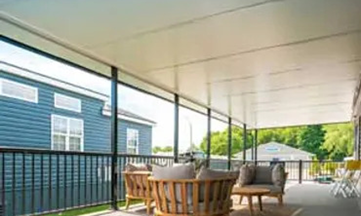 Covered porch with outdoor seating