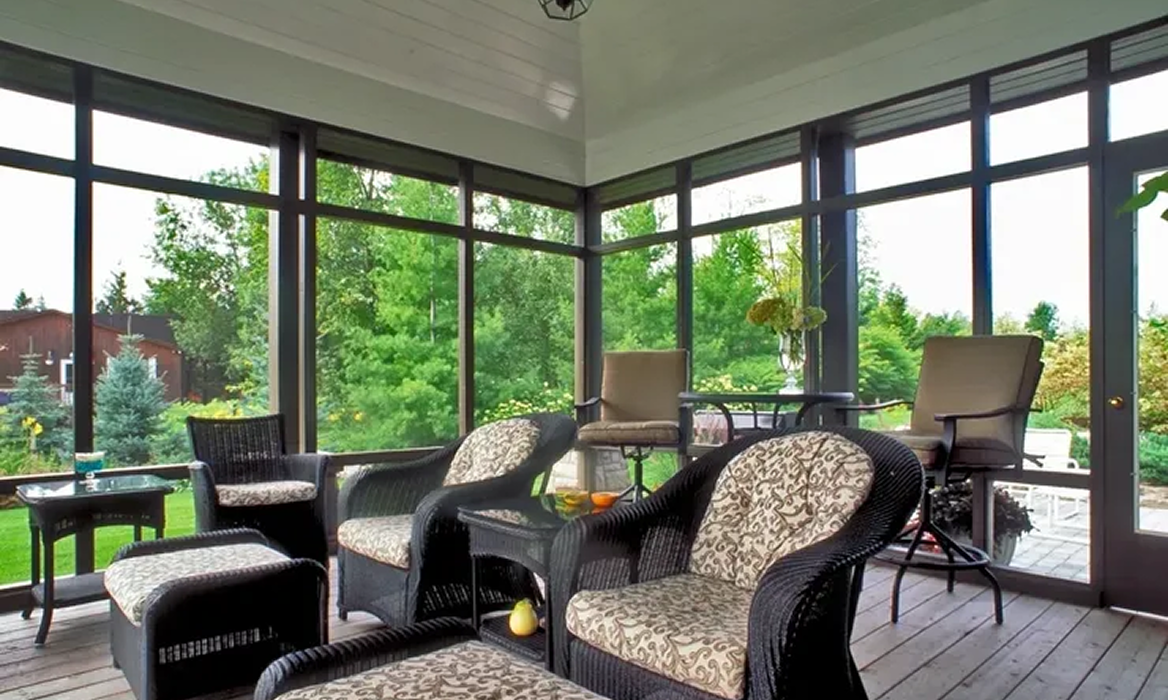 Relaxing patio with garden view