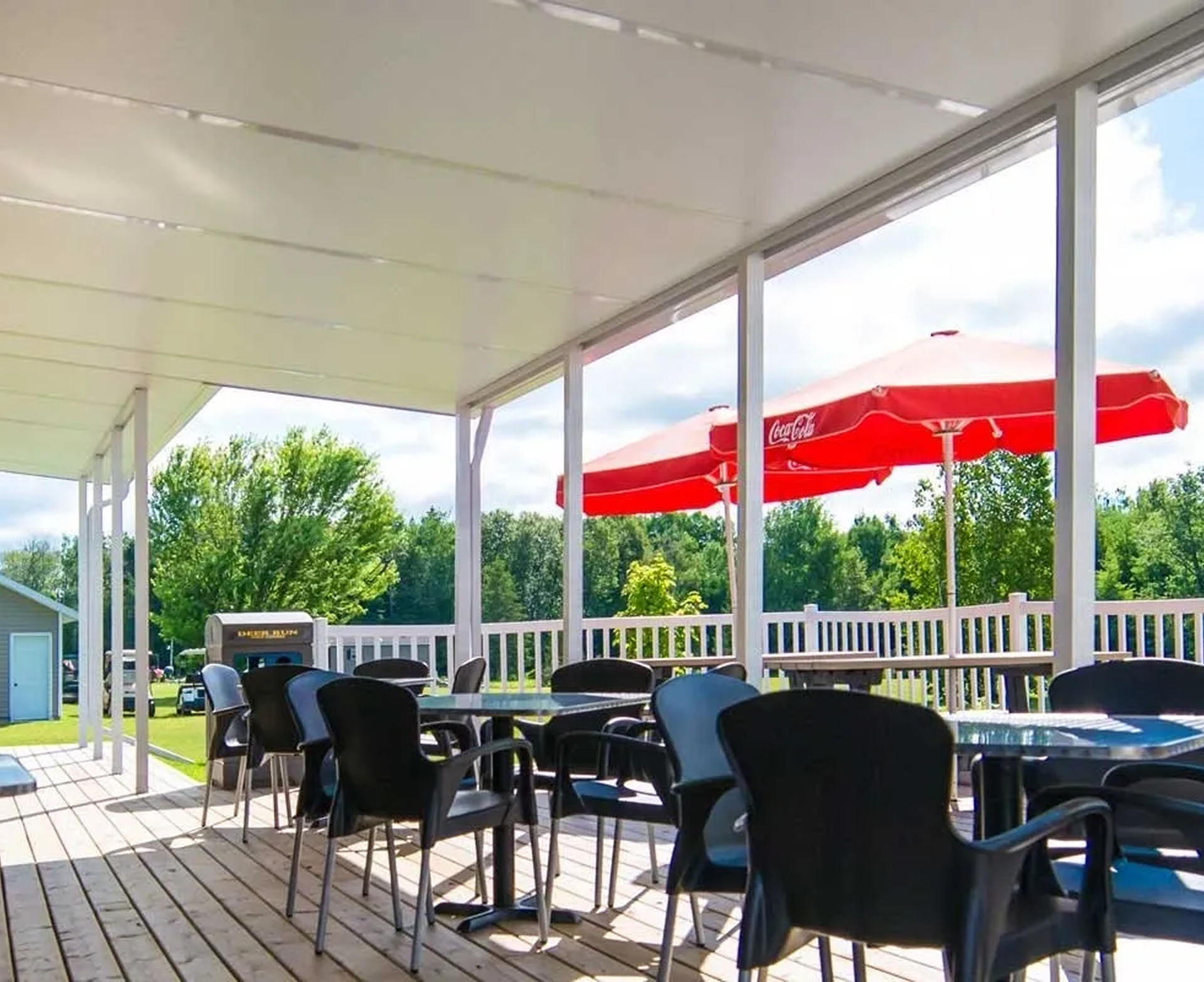 Scenic view from covered terrace