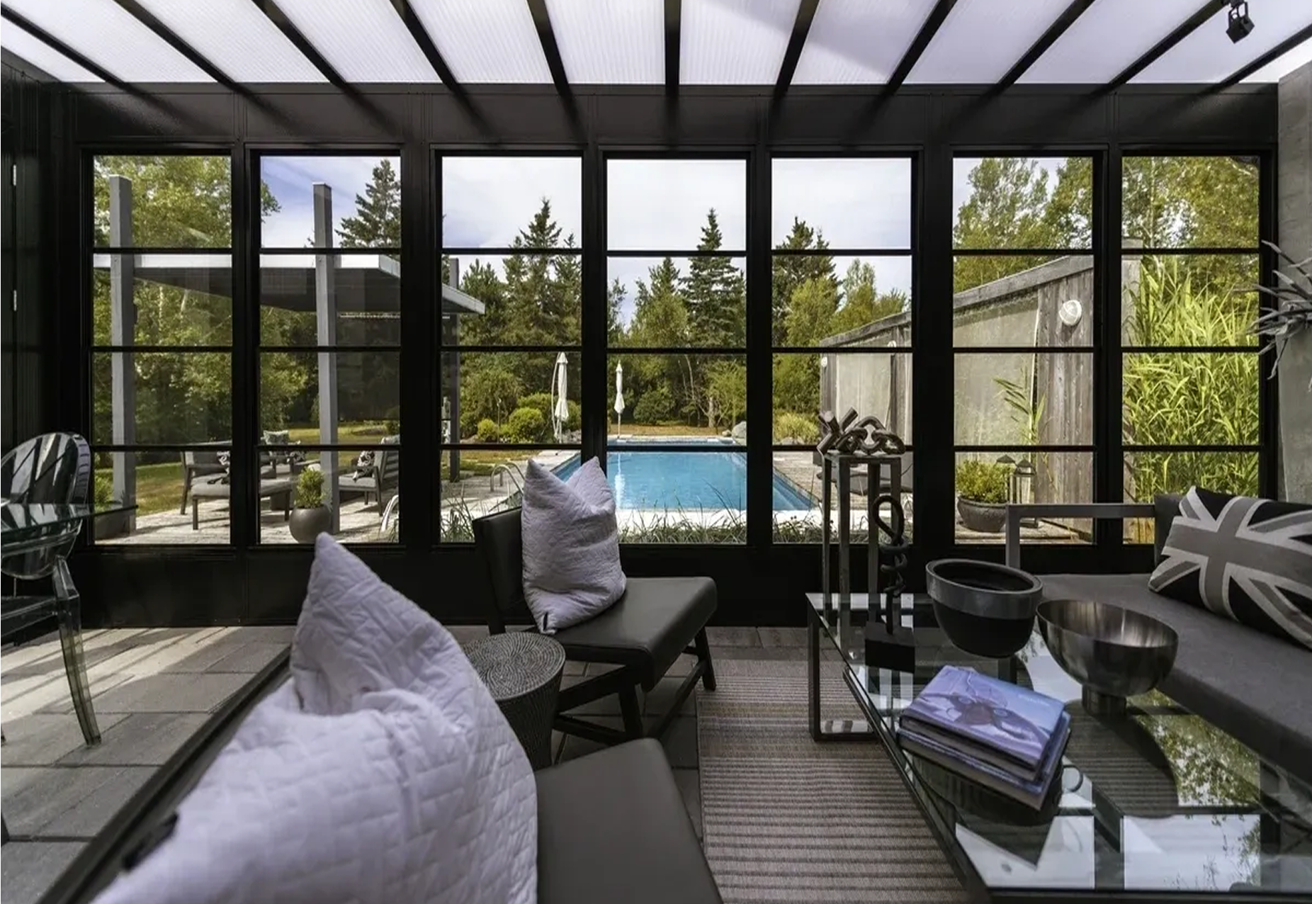 Elegant sunroom with outdoor scenery