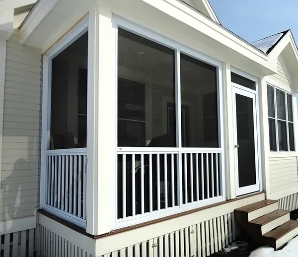 Screened porch on a sunny day
