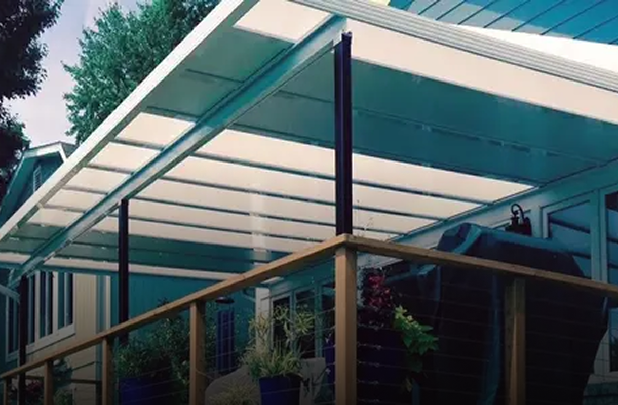 Covered deck with minimalist design