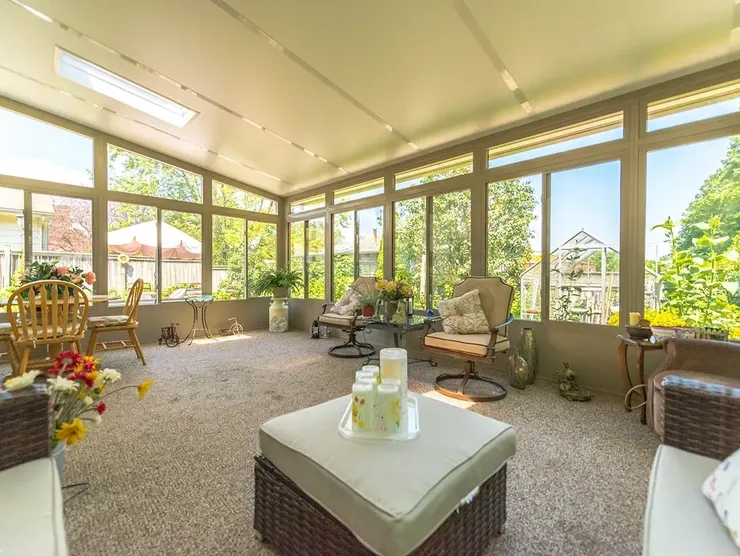 Sunlit room with garden view
