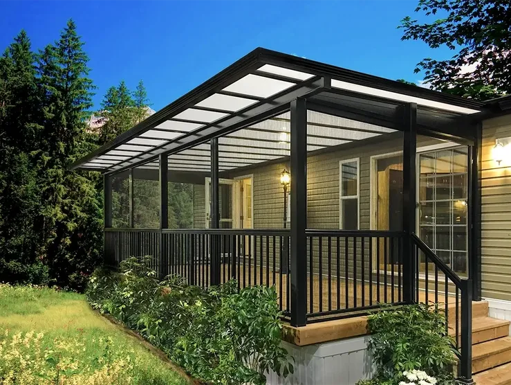 Cozy veranda surrounded by greenery