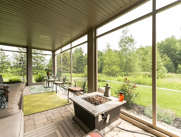 Relaxing sunroom with nature view